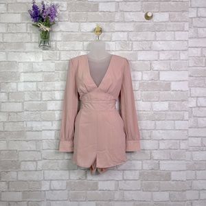 NWT Honey Punch Blush Pink Long Sleeve Romper